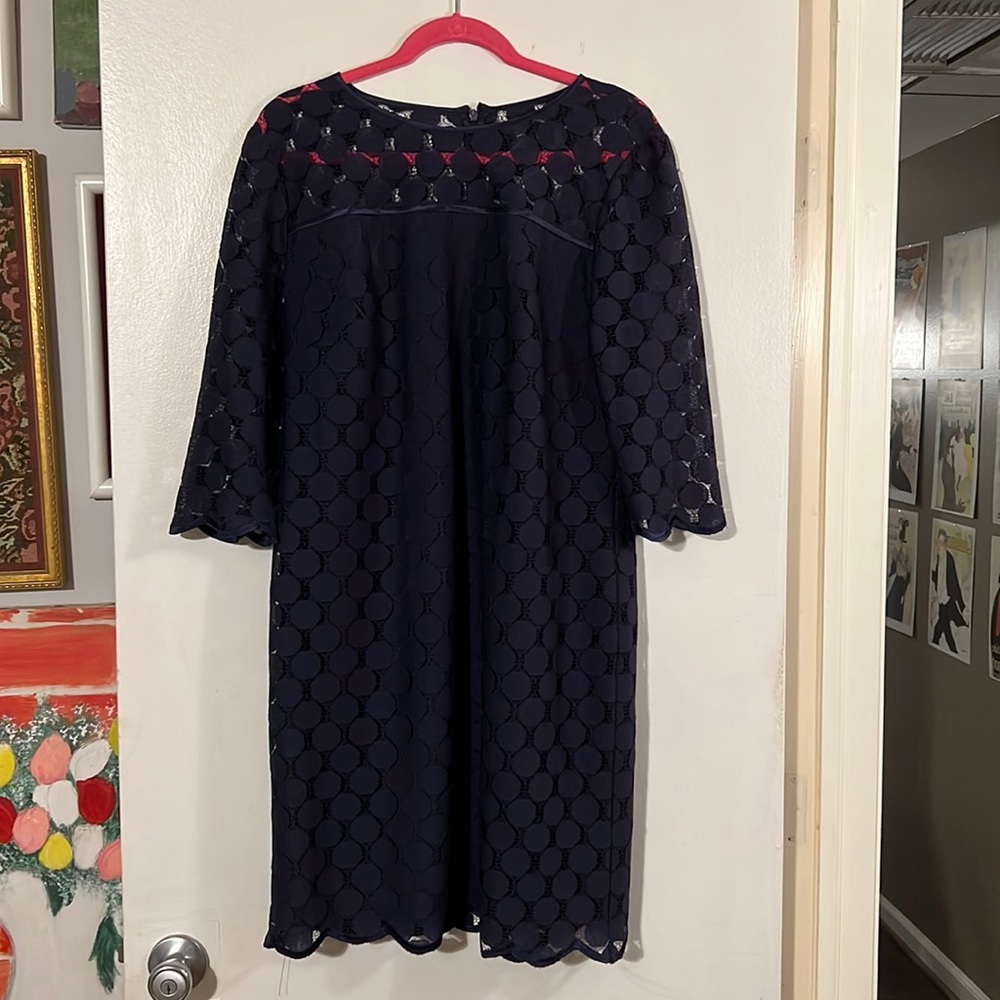 Adrienna Papell dark blue sheath dress